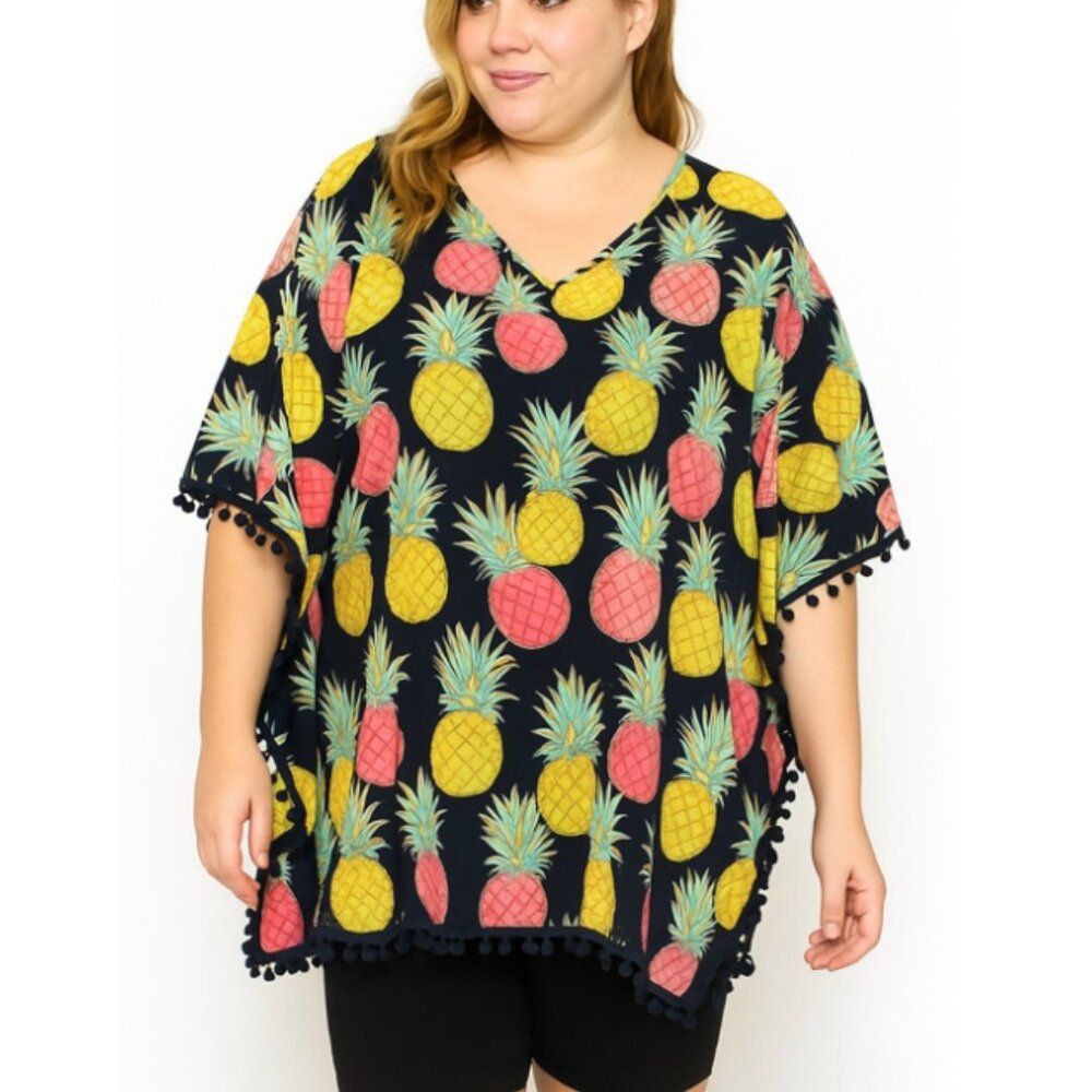 Simply Southern Women's Navy Pineapple Print Tunic Swim Cover Up Size M